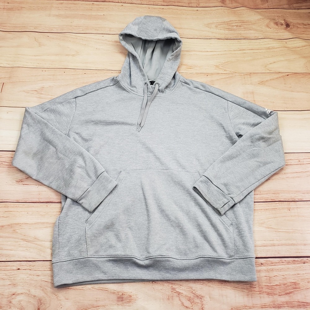 Adidas Hoodie Youth 2XL Gray Pullover Athletic Hooded Sweatshirt Logo Boys